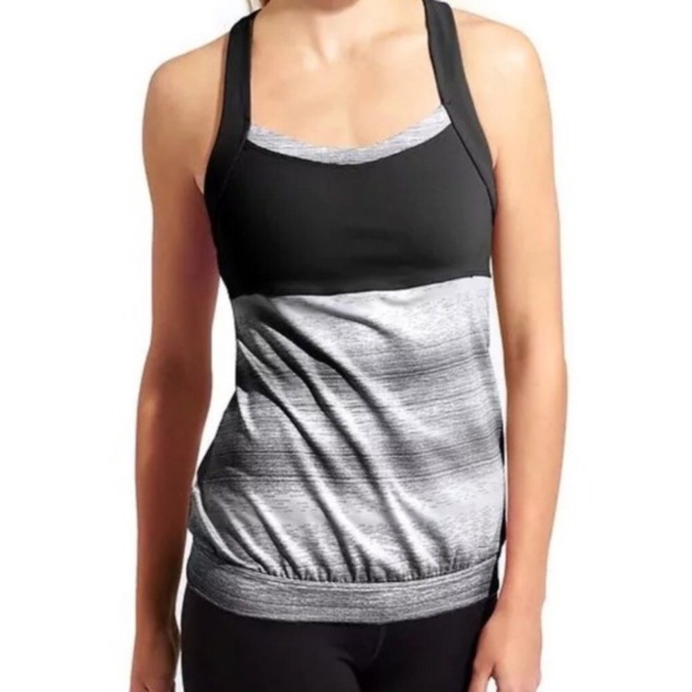 Athleta B&W Crunch and Punch Racerback Tank Top